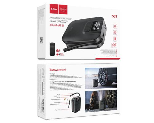 Автомобільний насос HOCO S53 Breeze portable smart air pump Black (6931474750136)