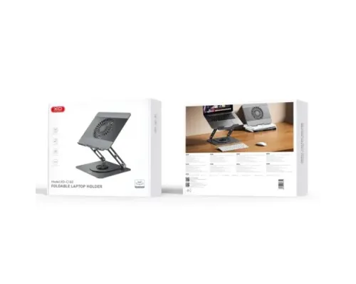 Настільний тримач XO C182 Metal Notebook Holder + Lighted Colourful Radiator Grey mag-6975837586352152947