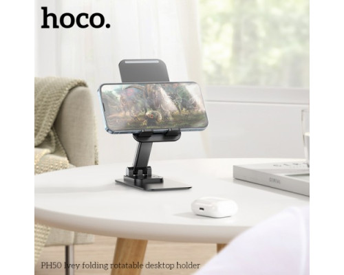Тримач настільний Hoco PH50 Ivey folding rotatable desktop holder Black mag-6931474782861139631