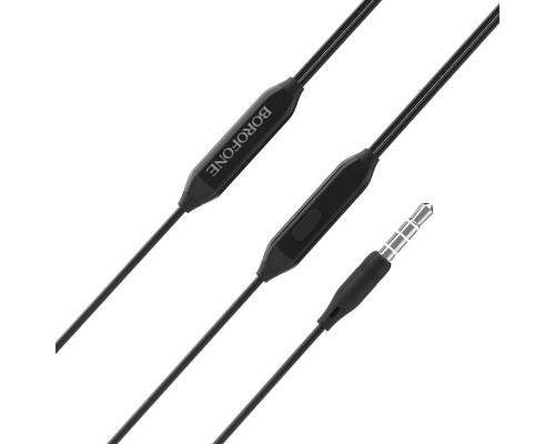 Навушники BOROFONE BM20 DasMelody earphones with mic, 3.5mm audio plug, single button control, Black (6957531088592)