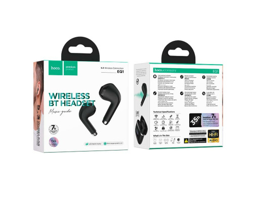 Навушники HOCO EQ1 Music guide true wireless BT headset Black (6931474798497)