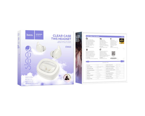 Навушники HOCO EW65 Shadow true wireless sleep BT headset Milky white (6942007623582)