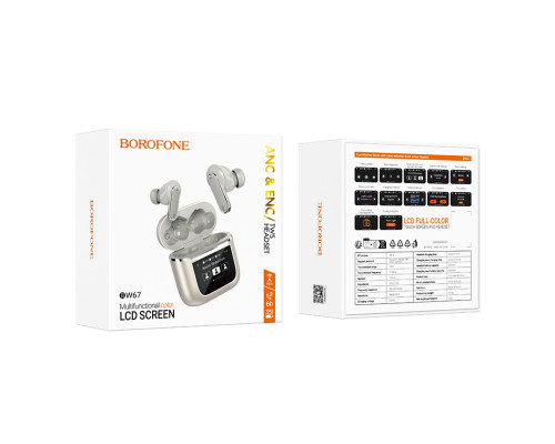 Бездротові навушники BOROFONE BW67 Gorgeous true wireless ANC+ENC noise reduction touch screen BT headset Champagne Gold (6941991115738)