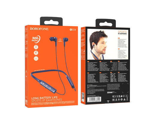 Бездротові навушники BOROFONE BE59 Rhythm neckband BT earphones Blue (6974443388909)