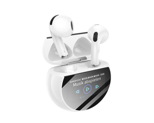 Бездротові навушники BOROFONE BW87 Mist true wireless BT headset with touch screen White (6941991119491)
