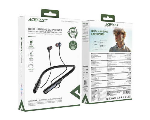 Бездротові навушники ACEFAST N5 neck hanging wireless earphones Black (6974316284192)