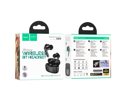 Навушники HOCO EQ10 Harmony true wireless BT headset Black (6942007618670)
