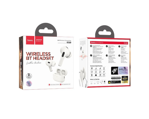 Бездротові навушники HOCO EQ9 Duke true wireless BT headset Milky white (6942007612814)