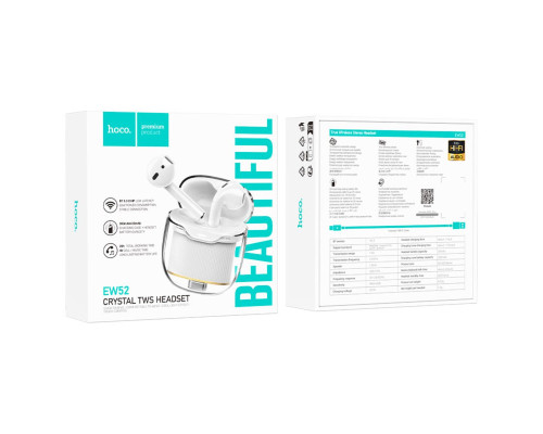 Навушники HOCO EW52 Lilly true wireless BT headset White (6942007620543)