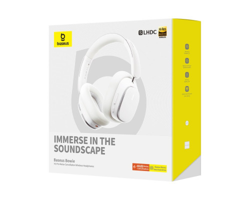 Бездротові навушники Baseus Bowie H1 Pro Noise-Cancellation Wireless Headphones Moon White (A00050601213-00)