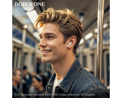 Бездротові навушники BOROFONE FQ7 Treasure wireless ANC+ENC noise reduction BT headset White (6941991120077)