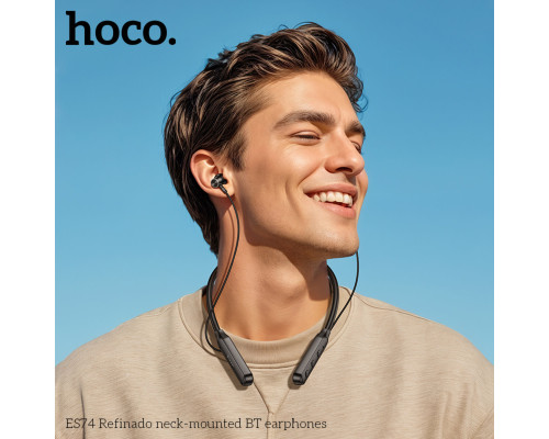 Бездротові навушники HOCO ES74 Refinado neck-mounted BT earphones Black (6942007648103)
