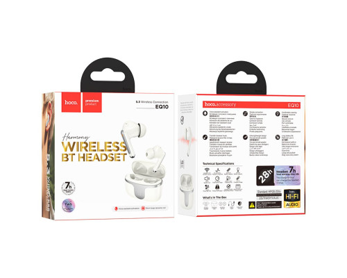 Бездротові навушники HOCO EQ10 Harmony true wireless BT headset Milky White (6942007618687)