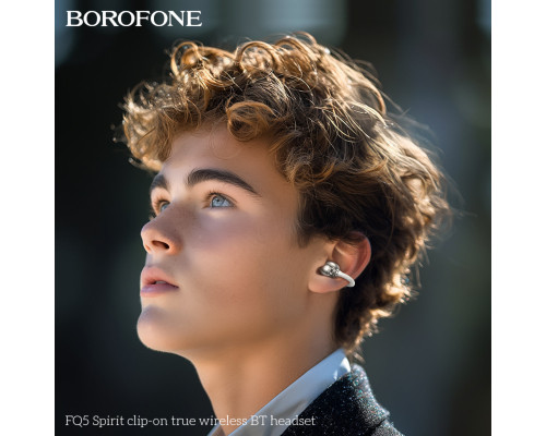 Бездротові навушники BOROFONE FQ5 Spirit clip-on true wireless BT headset Milky white (6941991117183)