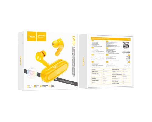 Навушники HOCO EW39 Bright true wireless ENC BT headset Yellow (6931474794628)