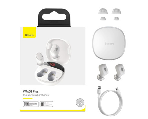 Бездротові навушники Baseus Encok True Wireless Earphones WM01 Plus White (NGWM010002)
