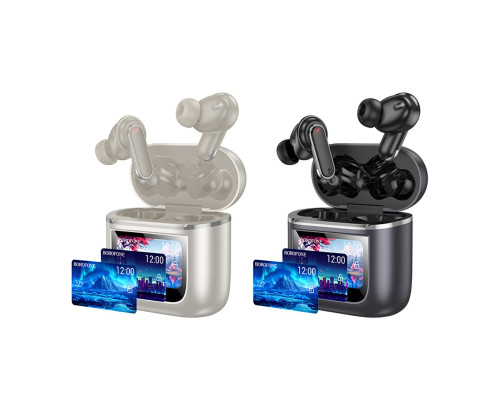 Бездротові навушники BOROFONE BW67 Gorgeous true wireless ANC+ENC noise reduction touch screen BT headset Metal Gray (6941991115721)