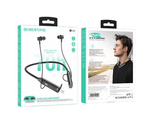Бездротові навушники BOROFONE BE66 Motor neck-mounted BT headset Black (6941991109140)