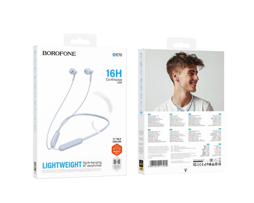 Бездротові навушники BOROFONE BE70 Light neck-hanging BT earphones Blue Star (6941991117060)