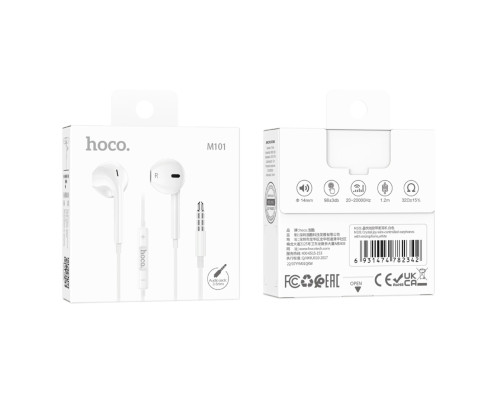 Навушники HOCO M101 Crystal joy wire-controlled earphones with microphone White (6931474782342)