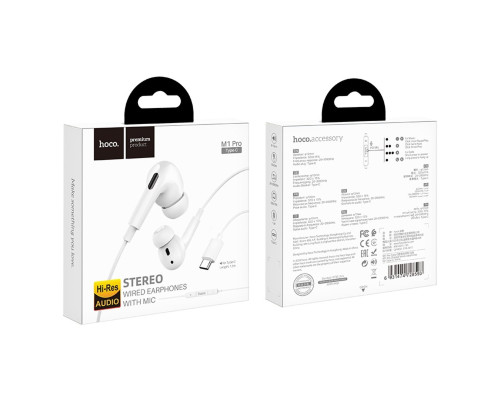 Навушники HOCO M1 Pro series earphones for Type-C White (6931474728593)