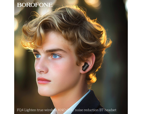 Бездротові навушники BOROFONE FQ4 Lighten true wireless ANC+ENC noise reduction BT headset Black (6941991117664)