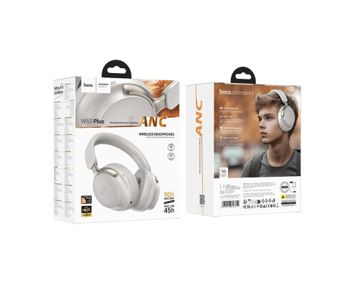 Бездротові навушники HOCO W53 Plus Tone ANC BT headphones Gray (6942007646611)