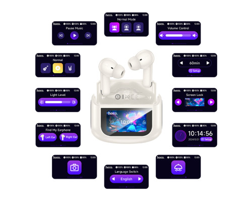 Бездротові навушники HOCO EQ21 Sandy true wireless ANC+ENC noise reduction touch screen BT headset Midnight Black (6942007647410)