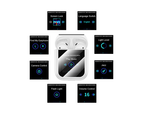 Бездротові навушники BOROFONE BW86 Brocade true wireless BT headset with touch screen White (6941991119484)