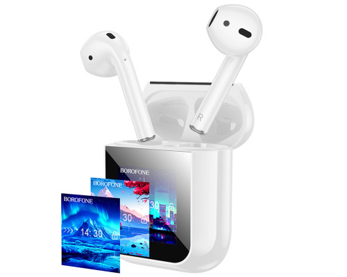 Бездротові навушники BOROFONE BW86 Brocade true wireless BT headset with touch screen White (6941991119484)