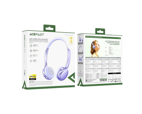 Бездротові навушники ACEFAST H8 active noise cancelling wireless headset Silver (6974316284291)