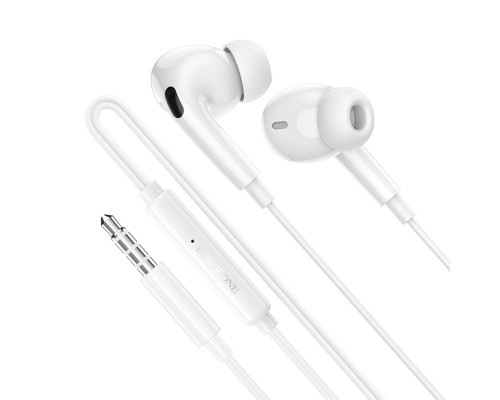 Навушники BOROFONE BM100 Pro Fuente universal earphones with microphone White (6941991121760)
