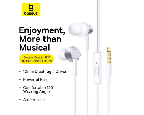 Навушники Baseus Encok HZ11 Wired Earphones Moon White (A00164200213-Z1)