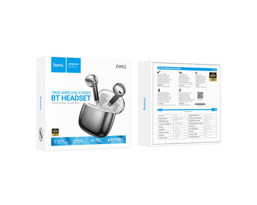 Навушники HOCO EW62 Glitter wireless BT headset Black glaze (6942007628334)