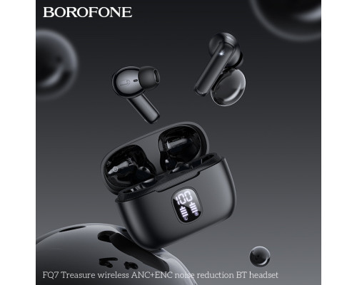 Бездротові навушники BOROFONE FQ7 Treasure wireless ANC+ENC noise reduction BT headset Black (6941991120060)