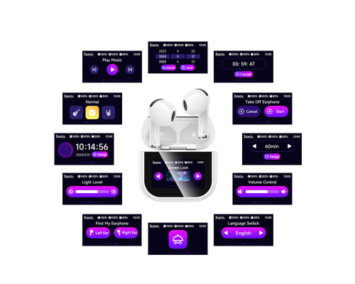 Бездротові навушники HOCO EW82 Sparkle true wireless touch screen BT headset White (6942007646529)