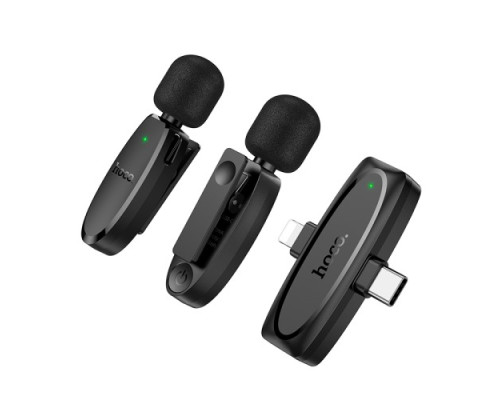 Мікрофон Петлічний HOCO L15 Dual-mic clip-on wireless digital microphone(iP/Type-C) Black mag-6942007638623139073