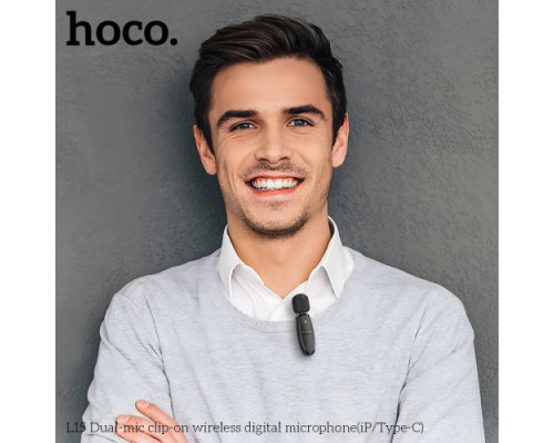 Мікрофон Петлічний HOCO L15 Dual-mic clip-on wireless digital microphone(iP/Type-C) Black mag-6942007638623139073