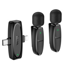 Мікрофон Петлічний HOCO L15 Dual-mic clip-on wireless digital microphone(iP/Type-C) Black mag-6942007638623139073