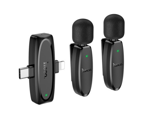 Мікрофон Петлічний HOCO L15 Dual-mic clip-on wireless digital microphone(iP/Type-C) Black mag-6942007638623139073