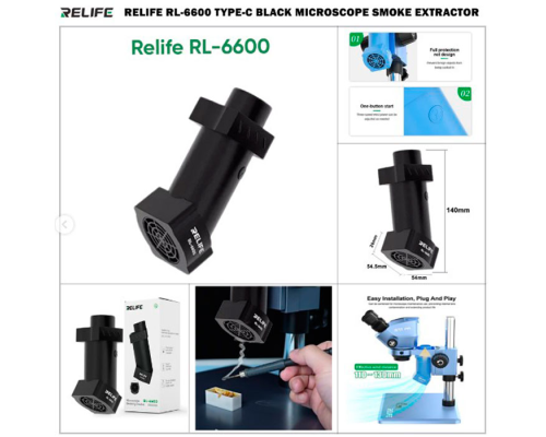Витяжка для мікроскопу RELIFE RL-6600, чорна PLS-00-00146178