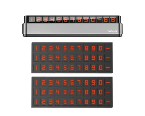 Автовізитка на Торпедо BASEUS Moonlight Box Series Temporary Parking Number Plate Grey ACNUM-B0G mag-6953156293861145788