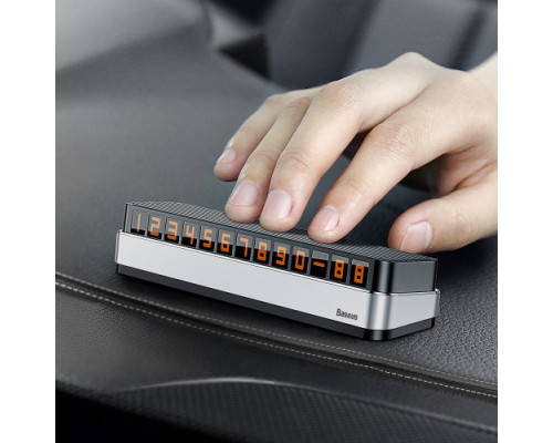 Автовізитка на Торпедо BASEUS Moonlight Box Series Temporary Parking Number Plate Silver ACNUM-B0S mag-695315629385454682