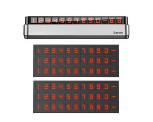 Автовізитка на Торпедо BASEUS Moonlight Box Series Temporary Parking Number Plate Silver ACNUM-B0S mag-695315629385454682