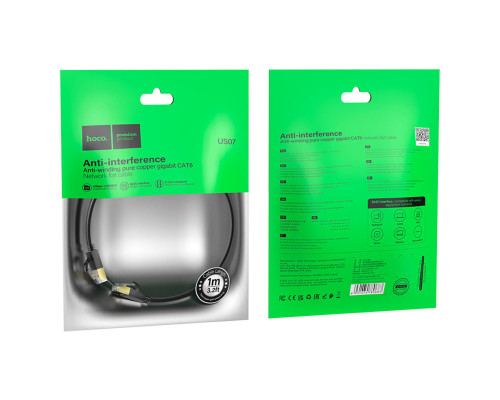 Мережевий кабель HOCO US07 General pure copper flat network cable(L=1M) Black (6931474780683)