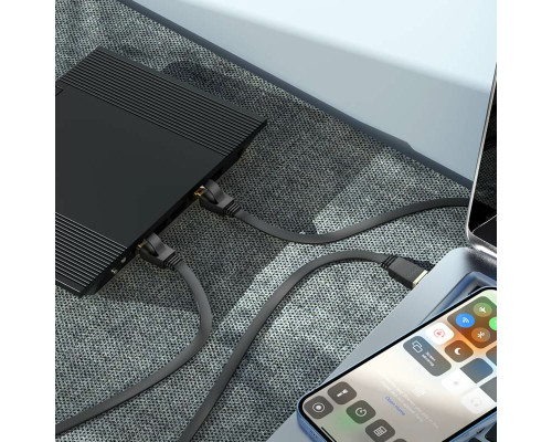 Мережевий кабель HOCO US07 General pure copper flat network cable(L=1M) Black (6931474780683)