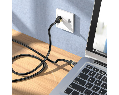 Мережевий кабель HOCO US02 Level pure copper gigabit ethernet cable(L=1M) Black (6931474761958)