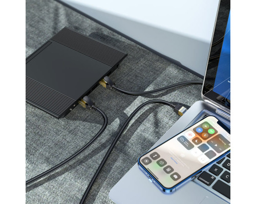 Мережевий кабель HOCO US02 Level pure copper gigabit ethernet cable(L=1M) Black (6931474761958)