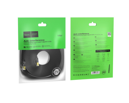 Мережевий кабель HOCO US07 General pure copper flat network cable(L=20M) Black (6931474780720)