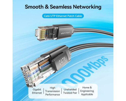 Мережевий кабель Vention Cat6 UTP Patch Cable 1.5M Black (IBRBG) (IBRBG)